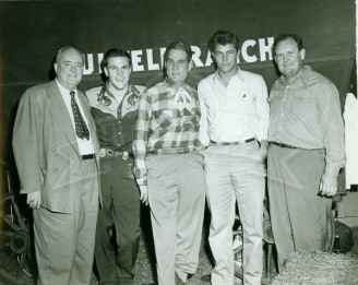 Culwell Ranch L-R Henry Spraggins, Doak Walker, Cully Culwell, Kyle Rotem Harlan Ray