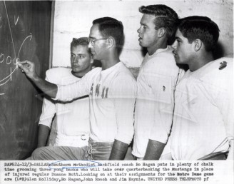 L-R Glen Holliday, Coach Bo Hagen, John Roach and Jim Haynie